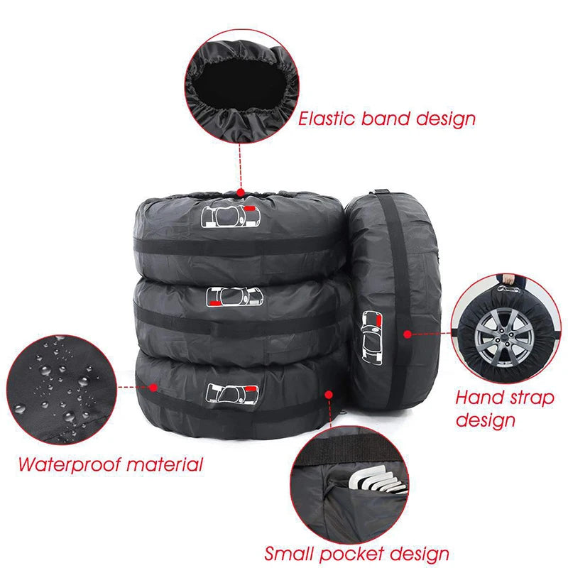 Housses de pneus de voiture, lot de 4, sangles noires ou rouges, 13 à 20 pouces