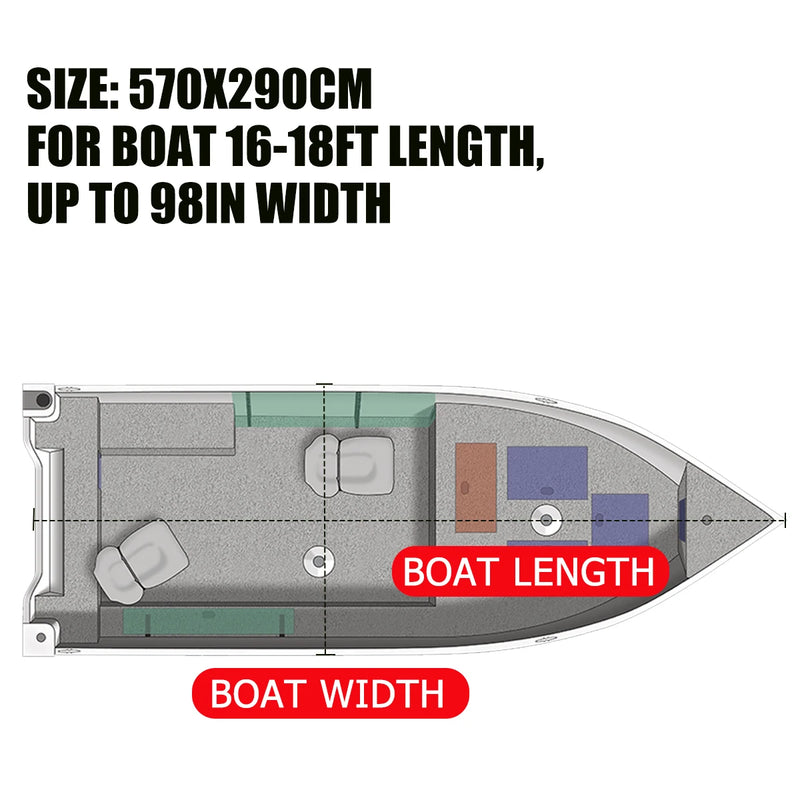 Housse de bateau à console centrale avec T-Top, polyester 210D bleu, 4 tailles de 570 à 732 cm