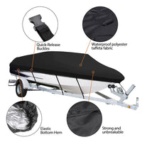 Housse de bateau imperméable anti-UV 190T à sangles, 2 tailles de 4,3 à 6,7 m