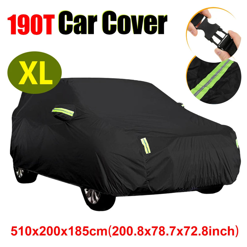Housse voiture extérieur SUV noire 190T imperméable, bandes réfléchissantes, 4 tailles