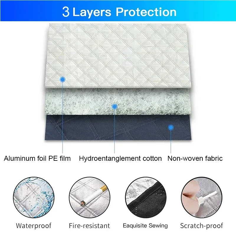 Protection pare-brise argentée anti-neige à aimants, 145x115 ou 160x130 cm, ou 150x70 cm sans aimants