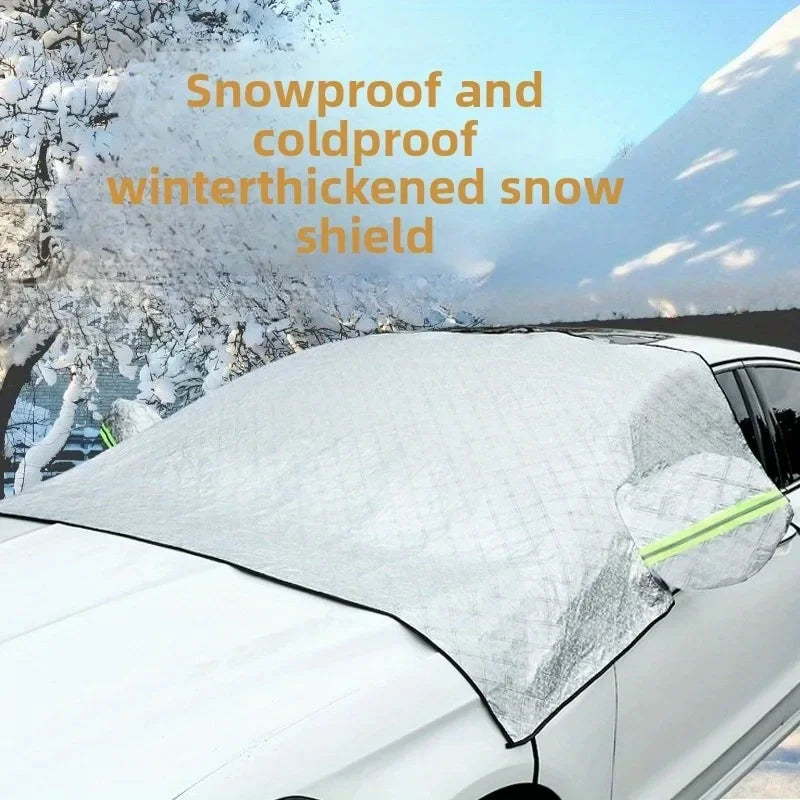 Protection pare-brise voiture hiver anti-givre et anti-neige avec caches de rétroviseurs, sans aimants