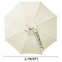 Toile de remplacement parasol 6 ou 8 baleines, imperméable anti-UV, Ø 2 à 3 m