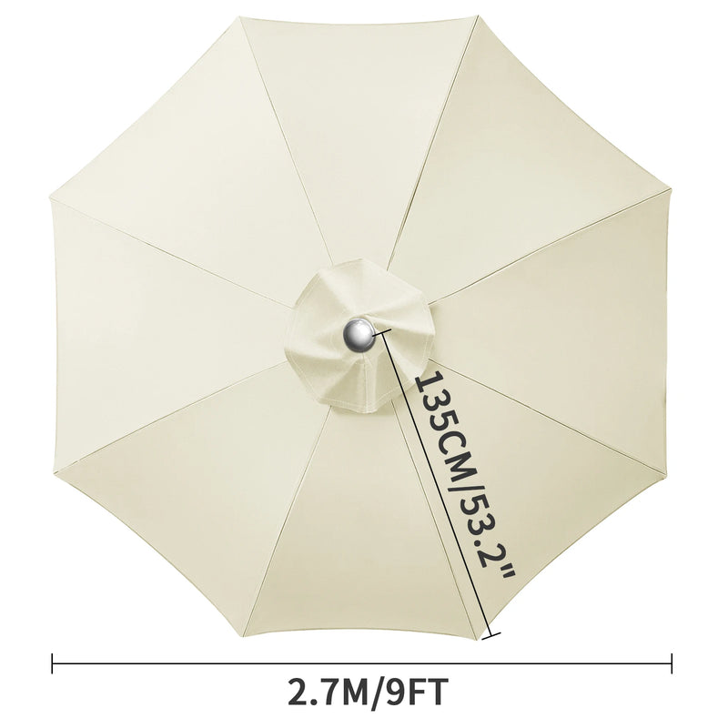 Toile de remplacement parasol 6 ou 8 baleines, imperméable anti-UV, Ø 2 à 3 m