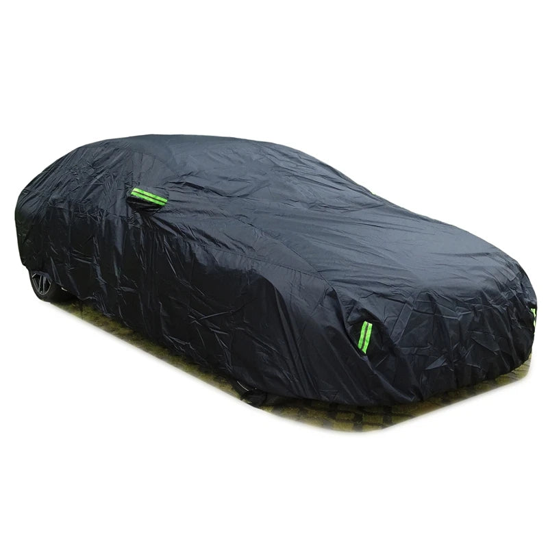 Housse de voiture extérieure complète noire anti-UV avec bandes réfléchissantes, berline et SUV