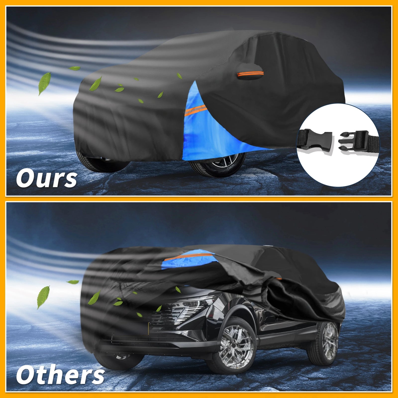 Housse voiture pour Nissan Qashqai 210D enduit PU, porte zippée, 450 x 185 x 140 cm
