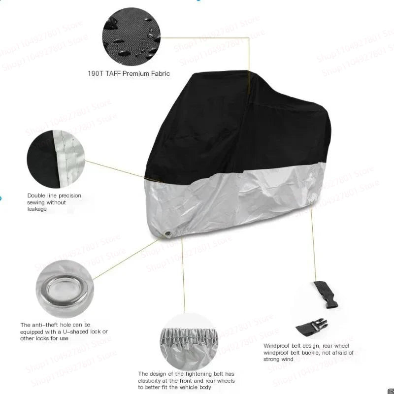 Housse moto pour Honda Gold Wing GL1800, imperméable, anti-poussière, anti-UV, noire ou argent
