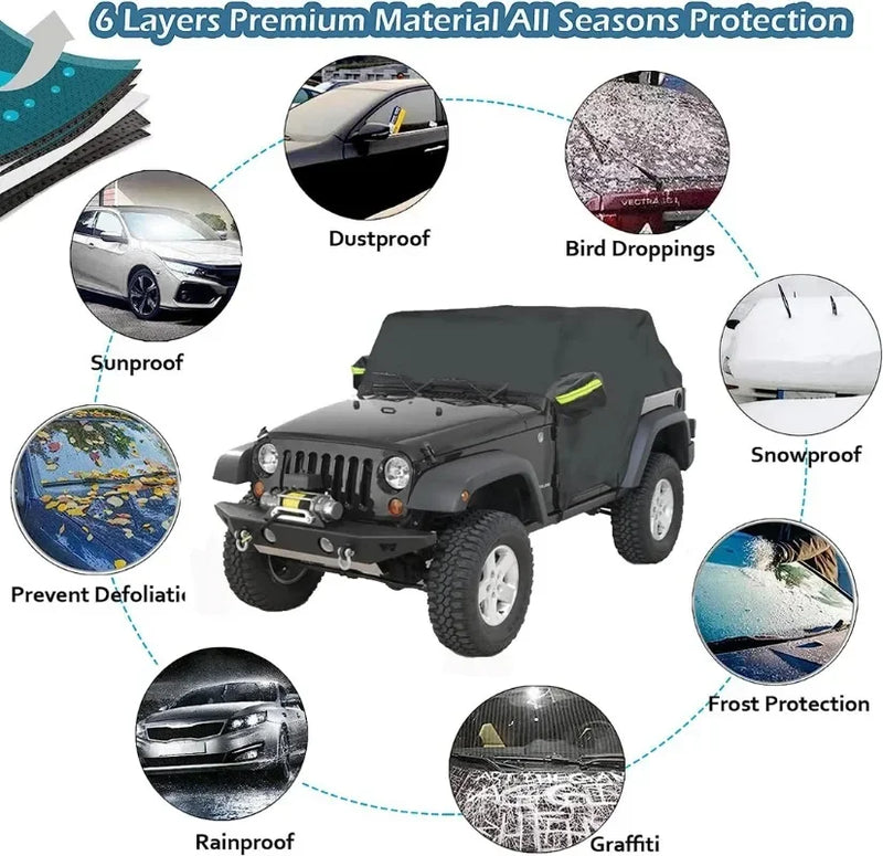 Demi-housse voiture pour Jeep Wrangler TJ 1997-2006, 2 ou 4 portes, polyester 190T anti-UV