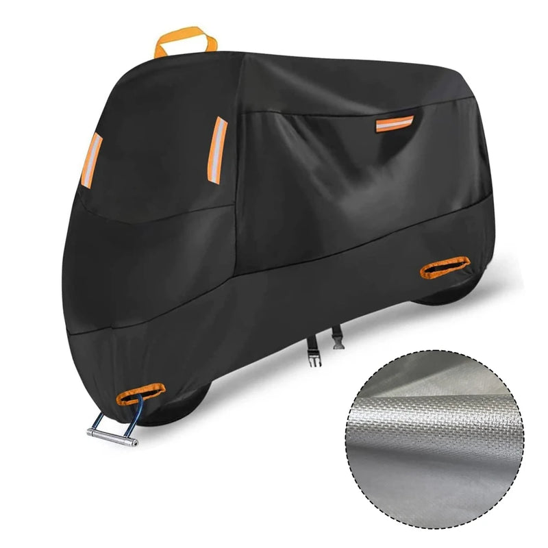 Housse moto et scooter imperméable Oxford 210D noir, bandes réfléchissantes, 3 tailles