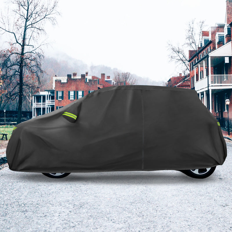 Housse voiture complète pour Fiat 500 2007-2022, Oxford 300D noir avec fermeture éclair