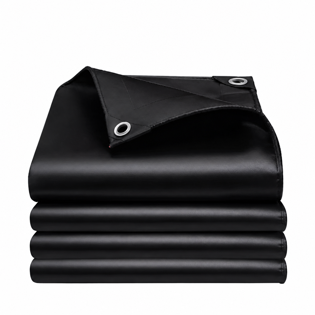 Bâche noire imperméable anti-UV avec œillets, 5 tailles de 2x2 à 3x5 m