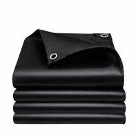 Bâche noire imperméable anti-UV avec œillets, 5 tailles de 2x2 à 3x5 m
