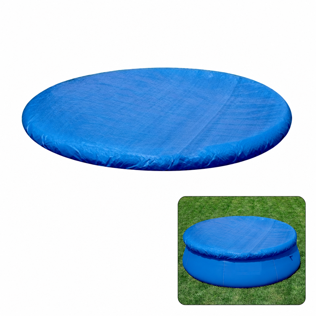 Bâche piscine hors sol bleue en PE, ronde ou rectangulaire, de 183 à 457 cm