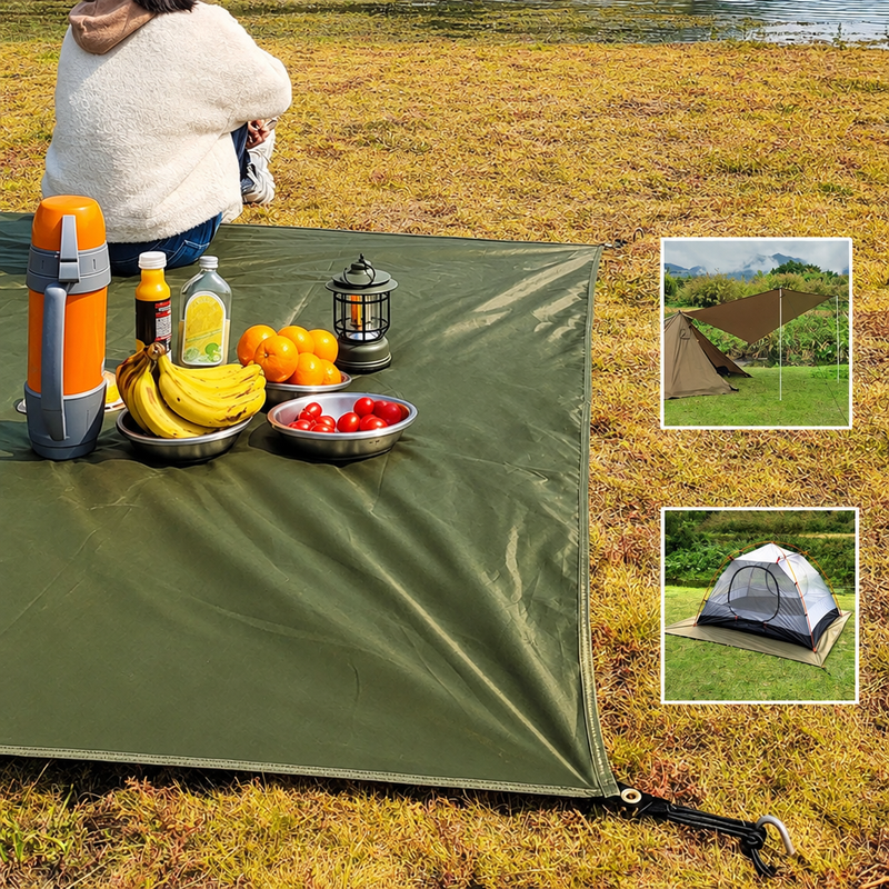 Bâche de sol et auvent de camping Oxford 210D imperméable 2,2 x 2,2 m