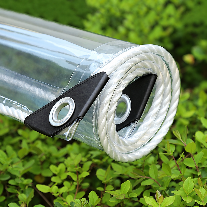 Bâche transparente PVC avec œillets, corde incluse, de 1 x 3 à 4 x 5,5 m