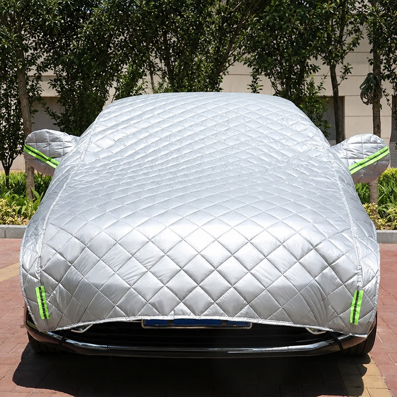 Demi-housse de voiture épaisse en coton matelassé, anti-soleil, anti-pluie, anti-neige et anti-grêle