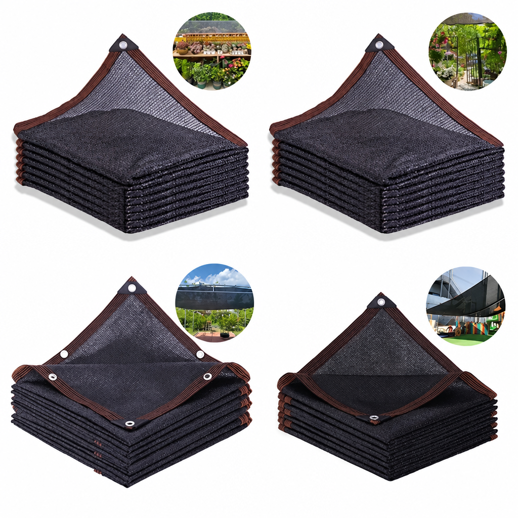 Filet d'ombrage noir PEHD, 4, 6 ou 12 broches, 50 à 90 % d'ombre, 37 tailles