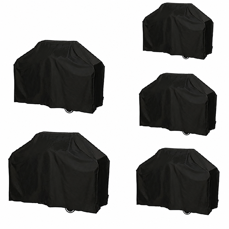 Housse de barbecue noire imperméable en polyester Oxford 190T, 8 tailles rondes et rectangulaires