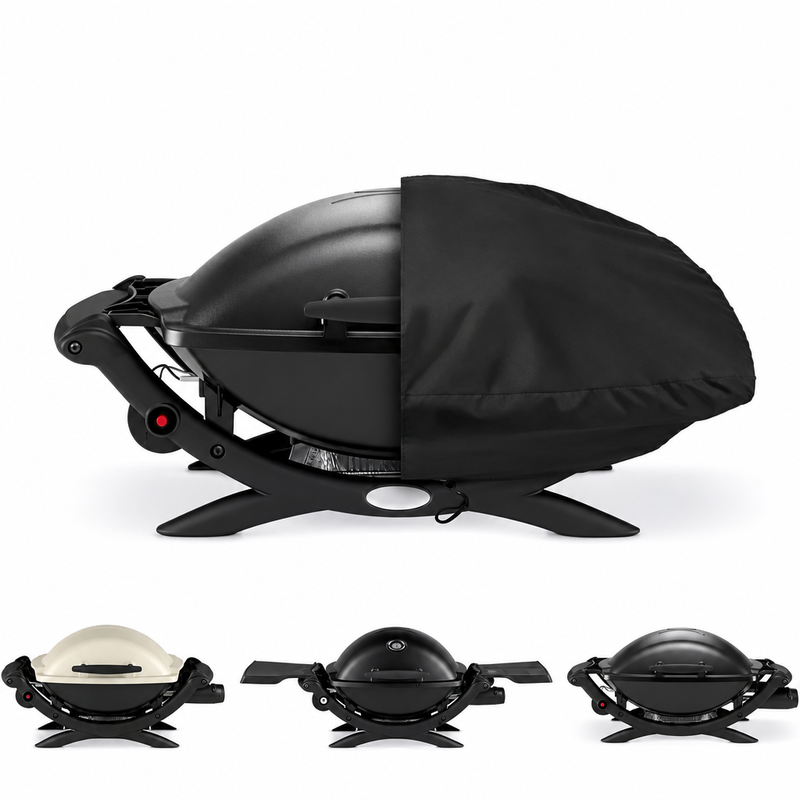 Housse barbecue pour Weber Q200, Q220 et Q2000, polyester noir, 67 x 44 ou 82 x 48 cm