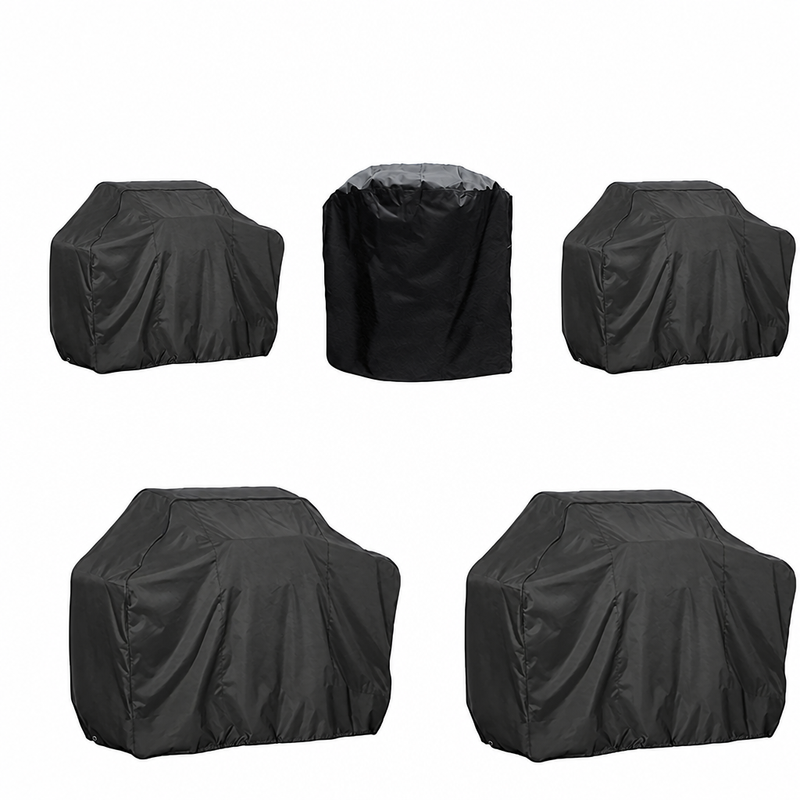 Housse barbecue ronde et rectangulaire en Oxford polyester noir imperméable, 8 tailles de 4XS à XL