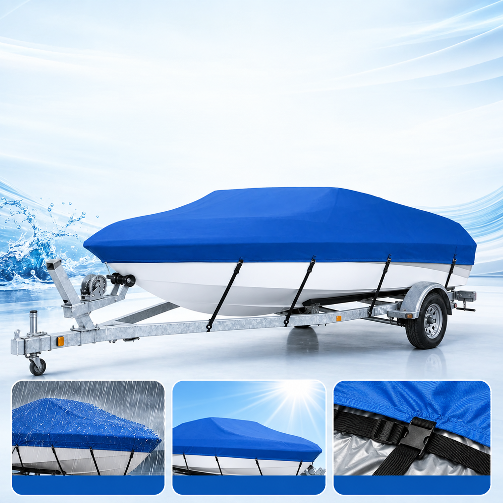 Housse bateau remorquable imperméable polyester 190T, 3 coloris, pour bateau de 3,35 à 6,71 m