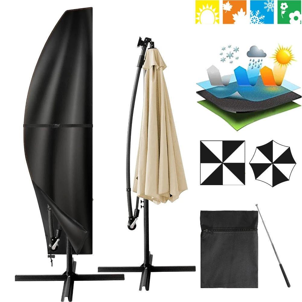 Housse de parasol déporté Oxford imperméable anti-UV, tige et pochette, 4 coloris, 205 à 280 cm