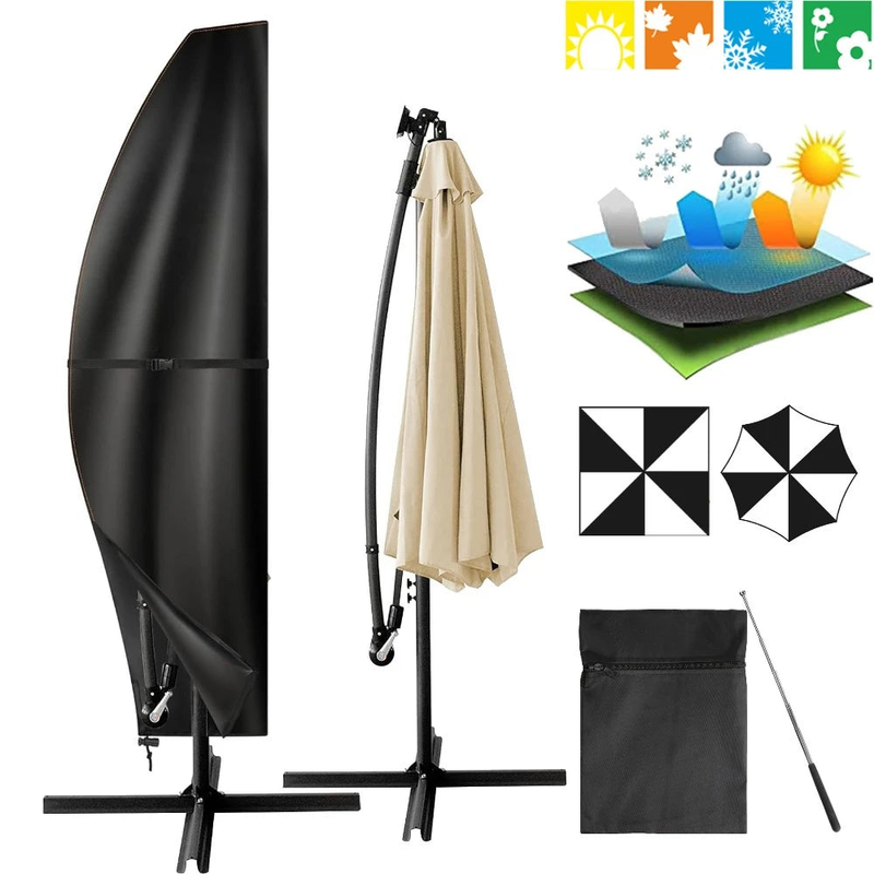 Housse de parasol déporté Oxford imperméable anti-UV, tige et pochette, 4 coloris, 205 à 280 cm