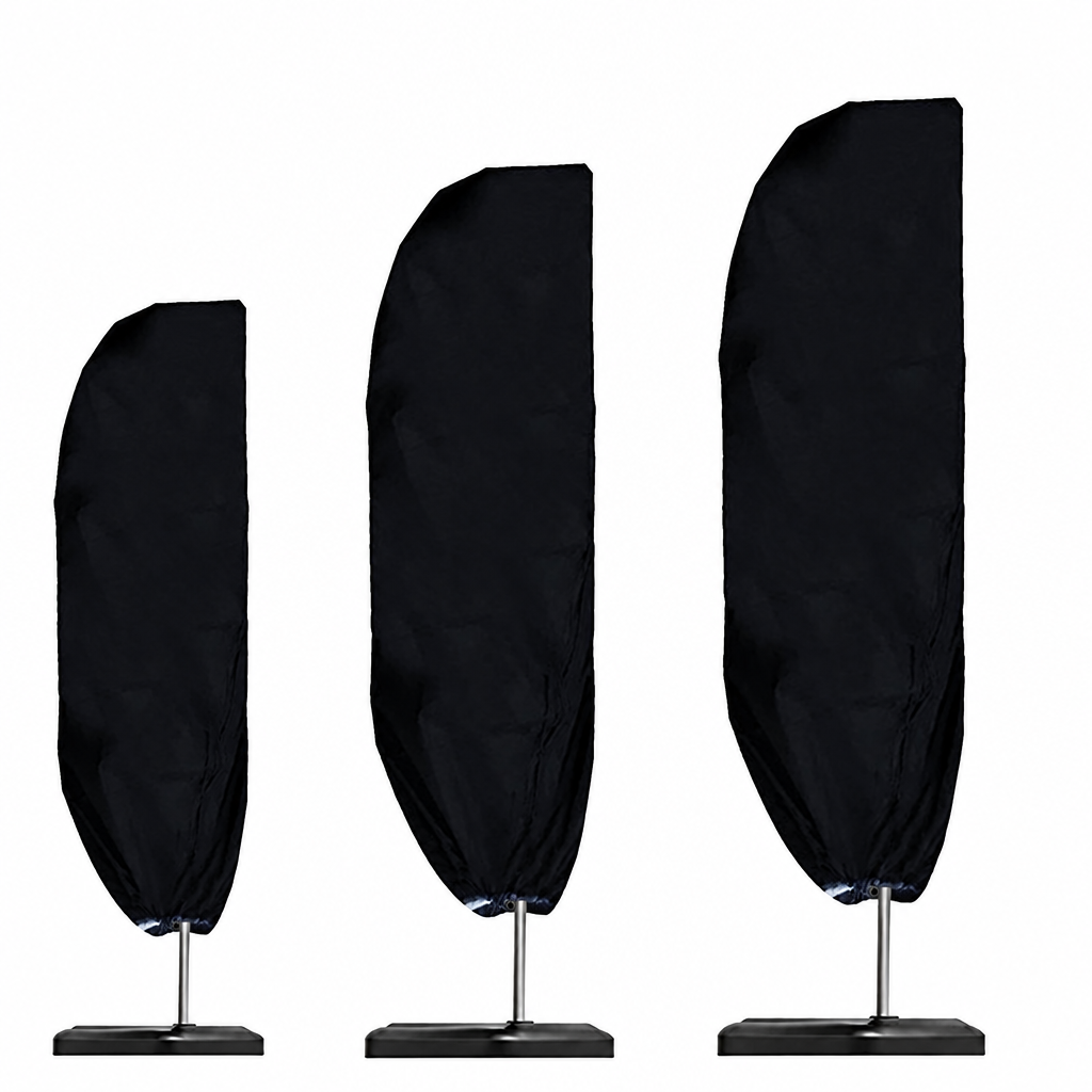 Housse de parasol noire 210D imperméable, déporté ou droit, 5 tailles de 183 à 280 cm