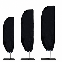 Housse de parasol noire 210D imperméable, déporté ou droit, 5 tailles de 183 à 280 cm