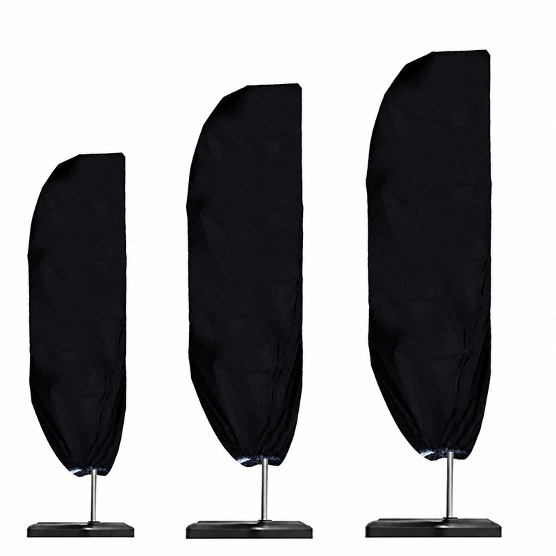 Housse de parasol noire 210D imperméable, déporté ou droit, 5 tailles de 183 à 280 cm