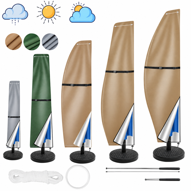 Housse parasol droit ou déporté Oxford 210D imperméable avec tige, 4 coloris, 170 à 280 cm