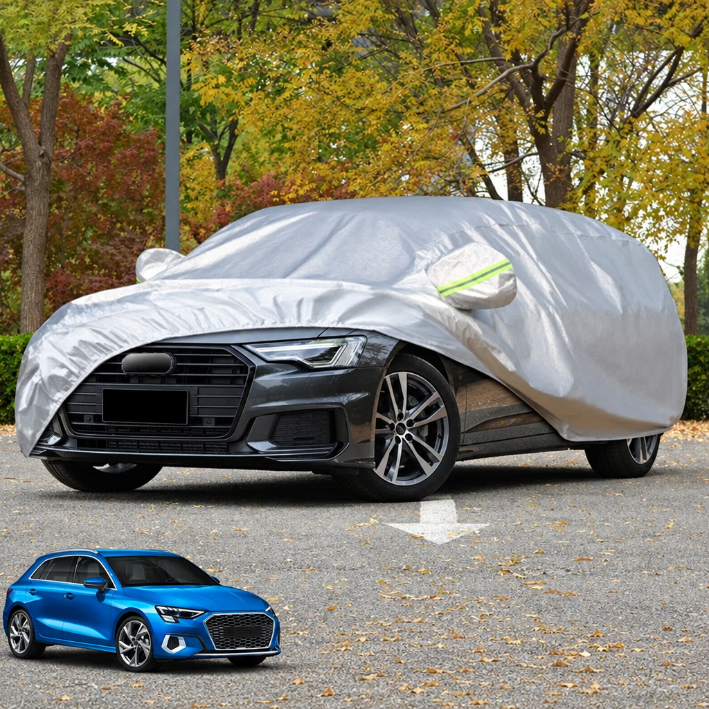 Housse voiture pour Audi A5 Coupé et Sportback 8W6, polyester 270T argent, anti-neige