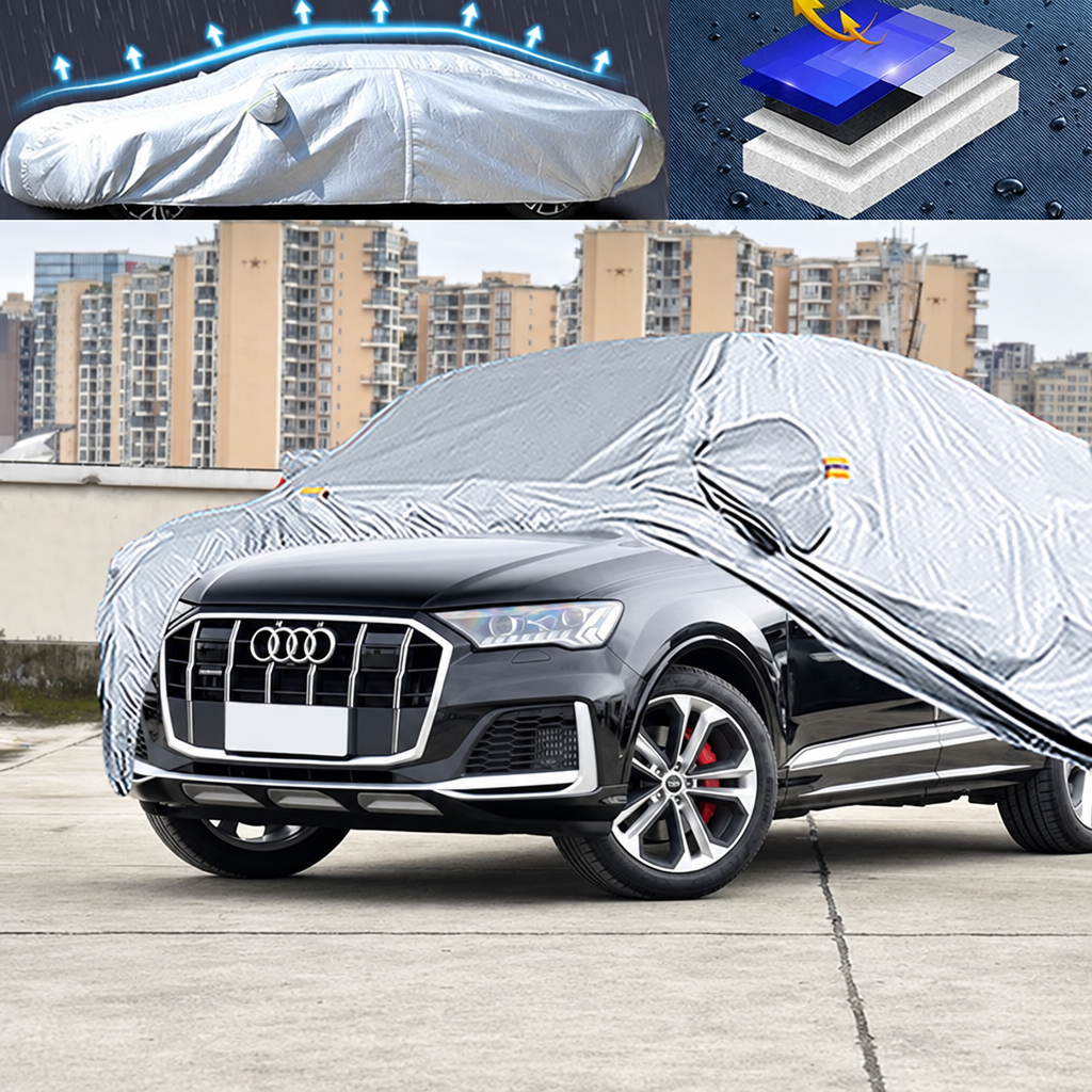 Housse voiture pour Audi Q7, protection complète pare-soleil, imperméable et anti-poussière, une couche