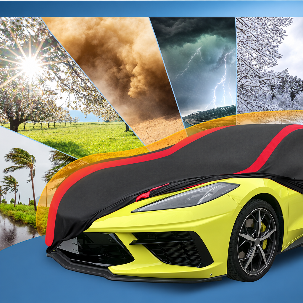 Housse voiture pour Chevrolet Corvette C3, triple couche imperméable, extensible, anti-poussière et anti-neige, noire