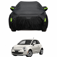 Housse voiture pour Fiat 500 noire en polyester 190T monocouche, anti-UV et coupe-vent