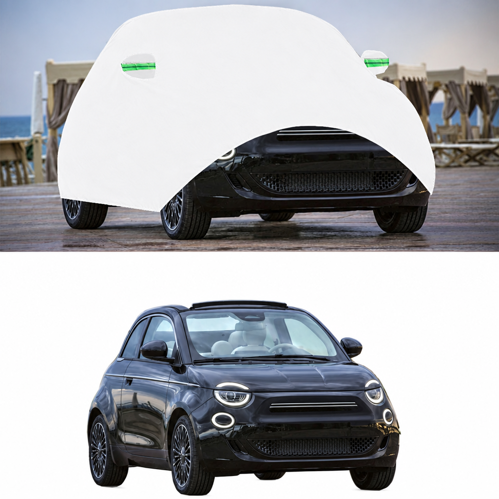 Housse voiture pour Fiat 500e 2020-2026 en polypropylène 170T, anti-UV, sangles coupe-vent