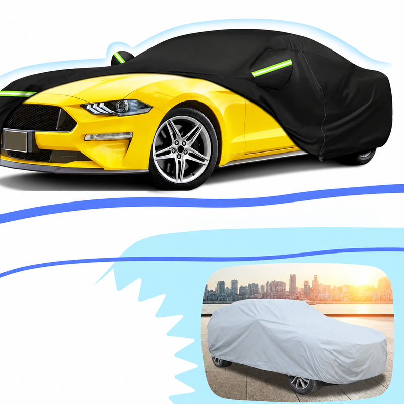 Housse voiture pour Ford Mustang 1994-2025, 6 couches doublée coton et fermeture éclair