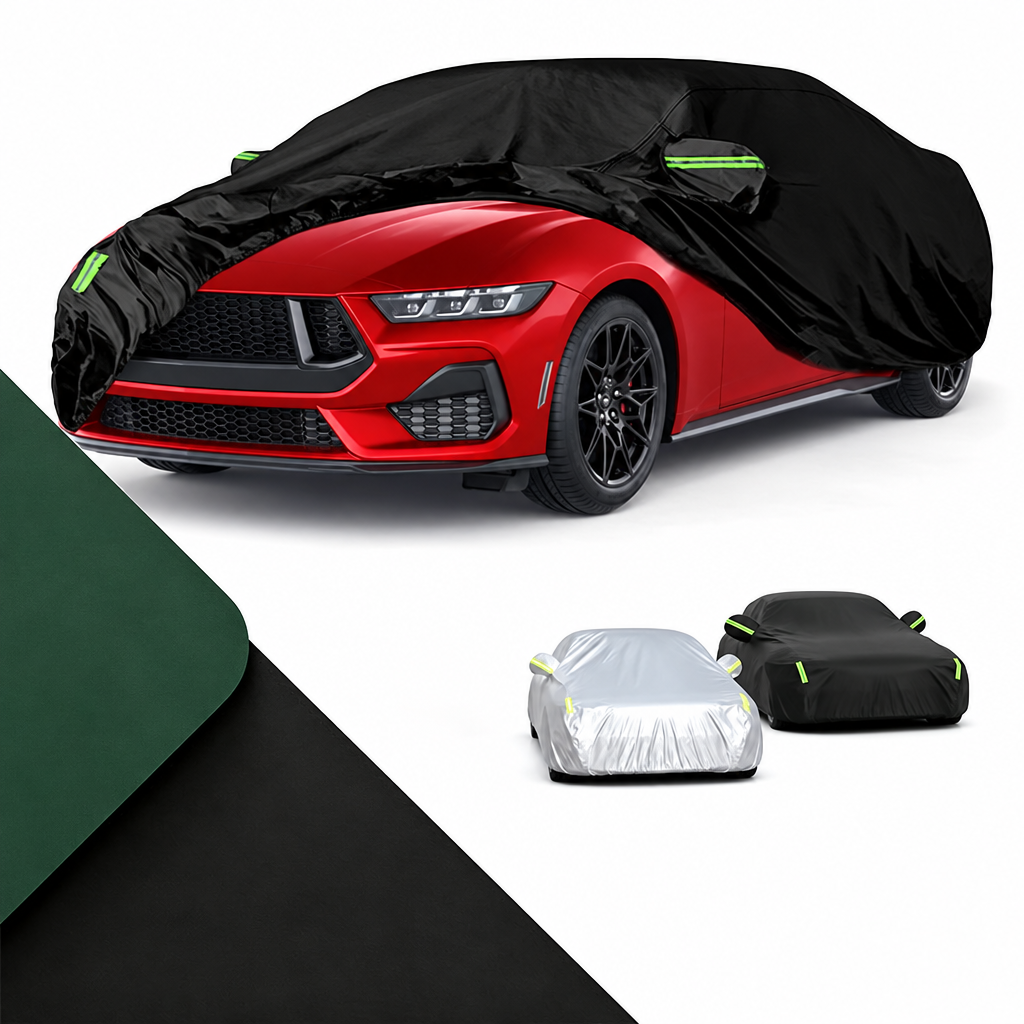 Housse voiture pour Ford Mustang en Oxford 210D imperméable, noir ou argent, 4 sangles coupe-vent