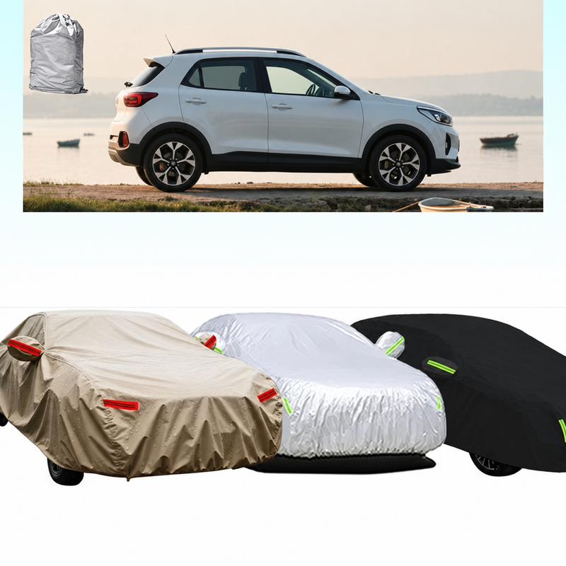 Housse voiture pour Kia Stonic, polyester 190T argent ou noir, 420 x 180 x 155 cm