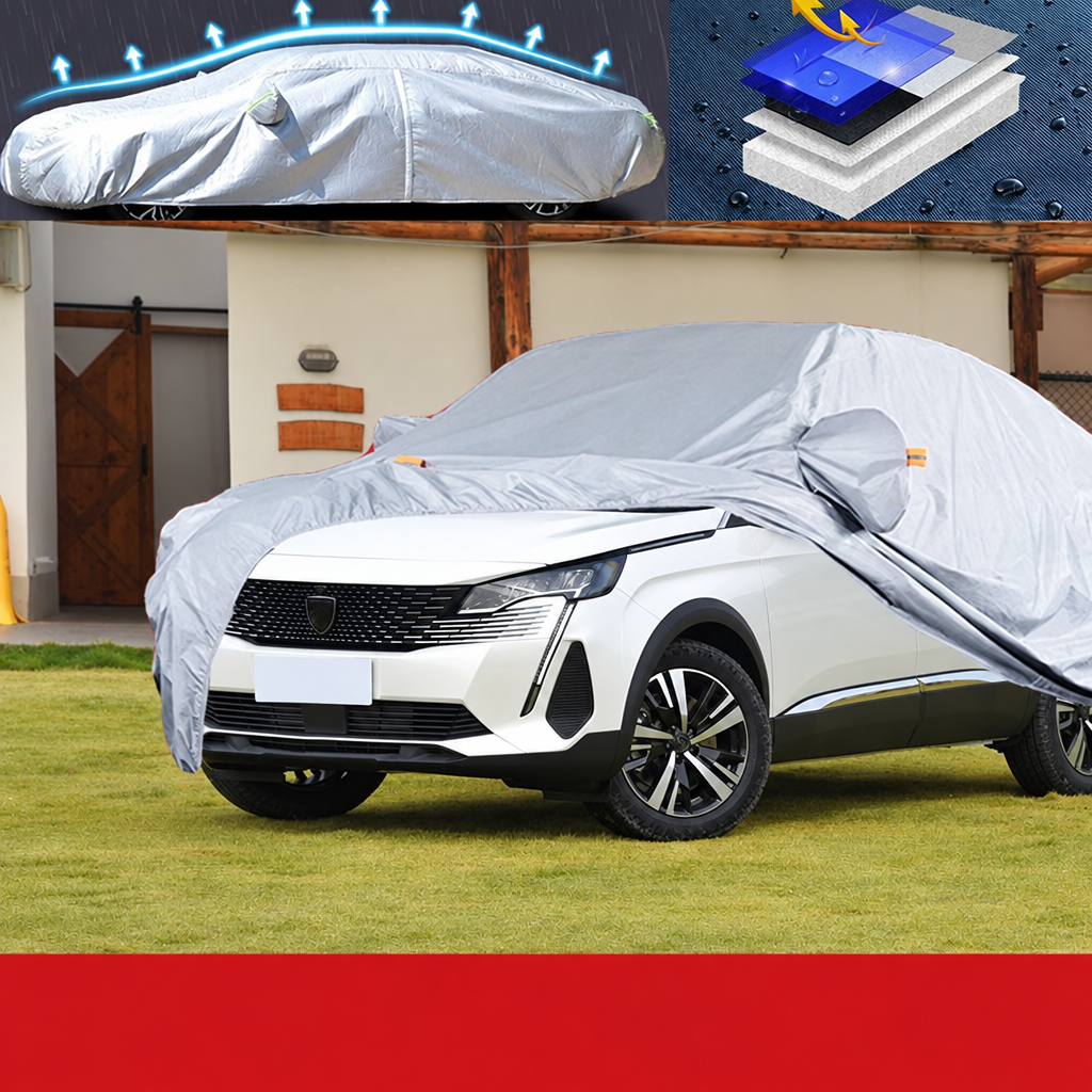 Housse voiture pour Peugeot 5008, protection extérieure complète imperméable, anti-neige, pare-soleil et anti-poussière