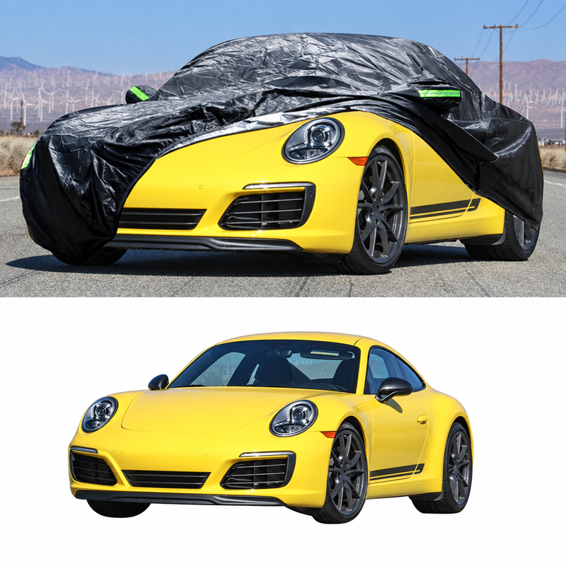 Housse voiture pour Porsche 911 Carrera 2011-2025, polyester 190T, imperméable, anti-UV, avec porte zippée