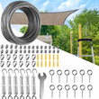 Kit de fixation voile d'ombrage avec câble inox 35 m, 6 tendeurs et 72 pièces