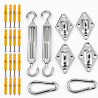 Kit de fixation voile d'ombrage inox 8 pièces avec tendeurs, œillets et mousquetons