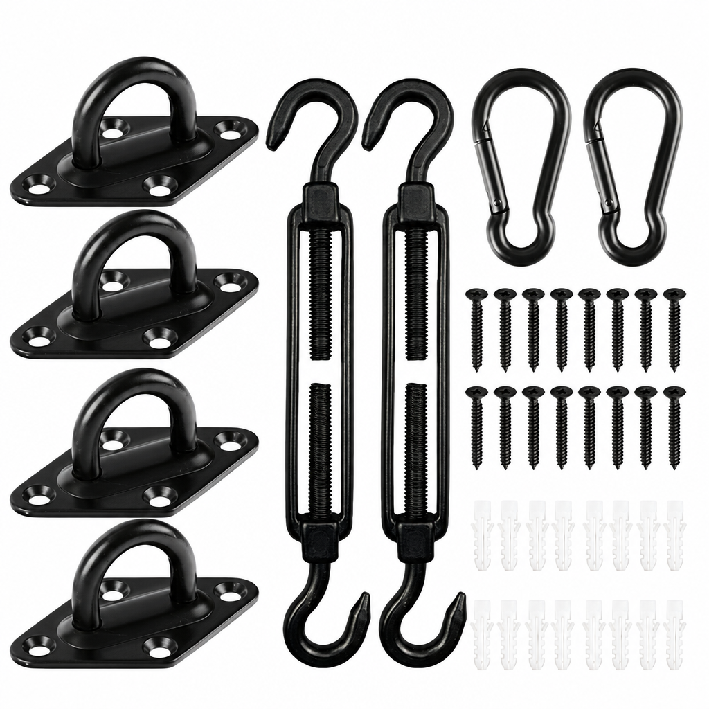 Kit de fixation voile d'ombrage noir en acier inoxydable 304, 40 pièces