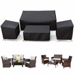 Lot de 4 housses de salon de jardin imperméables en polyester 210D, noires, avec cordon de serrage