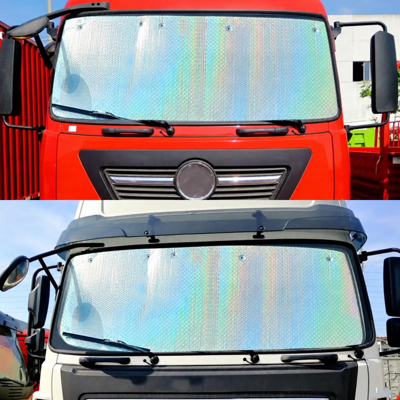 Pare-soleil de pare-brise pour camion 220 x 80 cm, aluminium anti-UV, ventouses et sac