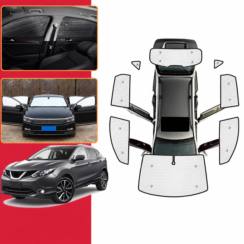 Pare-soleil voiture pour Nissan Qashqai J11 Tekna 2014-2021, à ventouses, aluminium double face