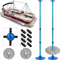 Poteaux de support de bâche de bateau 108 à 130 cm, sacs de lest, 8 sangles