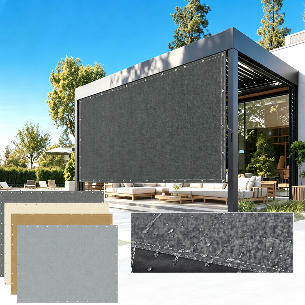 Voile d'ombrage écran d'intimité imperméable avec œillets, 0,75 x 6 à 4 x 5 m