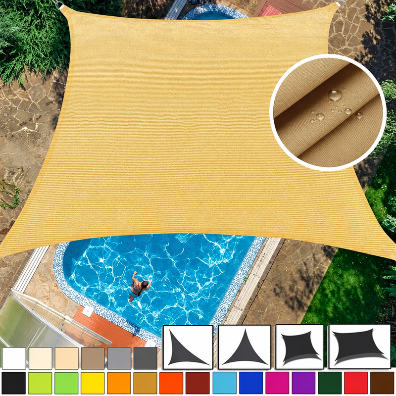 Voile d'ombrage imperméable anti-UV en polyester 160 g/m², triangle, carré ou rectangle